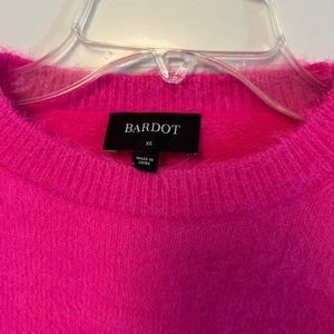 Bardot Fuzzy Pink Cropped Sweater